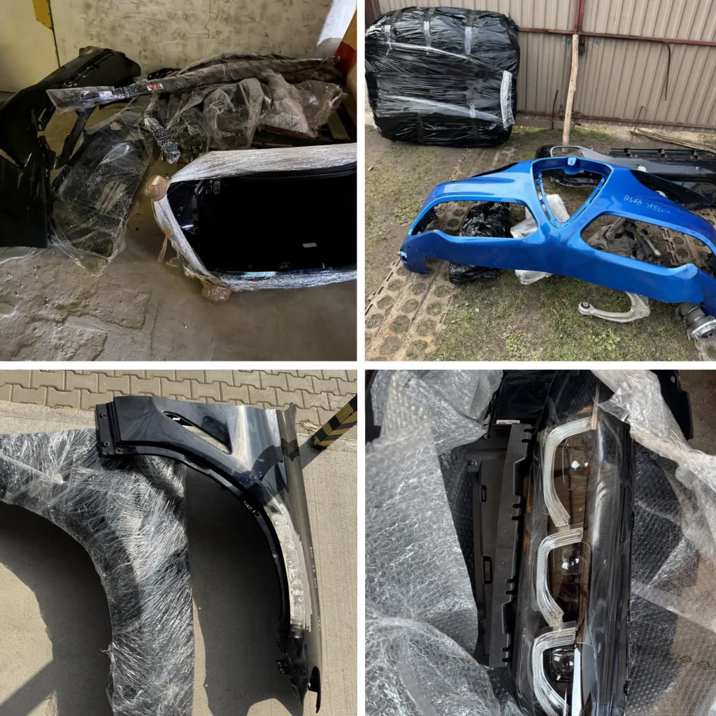 Auto parts ready for packing and shipping. Inspecting and packing auto parts before shipping to clients.