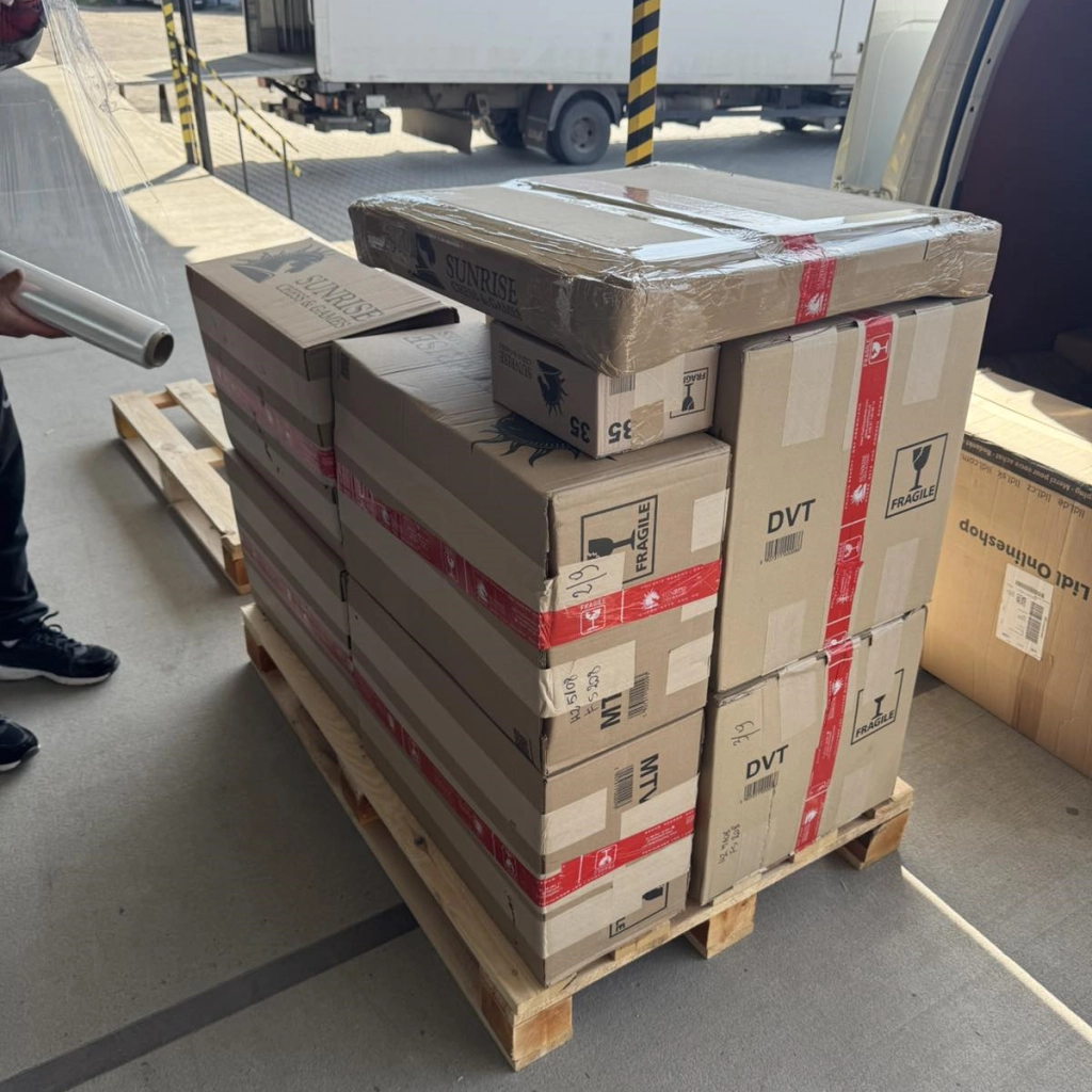 Receiving freight in Ukraine. Receiving freight at Nova Poshta in Ukraine.